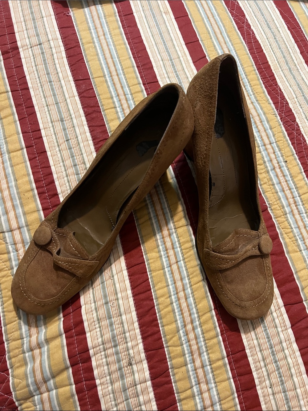 Bandolino Brown Suede Loafer Heel Pumps Sz 8.5